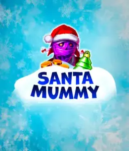  Behold the unique "Santa Mummy" slot game by Belatra, highlighting a mummified Santa dressed in festive holiday attire. This eye-catching image portrays the mummy with a bright purple hue, wearing a Santa hat, amid snowy blue with icy snowflakes. The game's title, "Santa Mummy," is prominently displayed in large, cool blue letters.