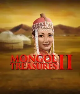 Discover the rich culture of Mongolia with Mongol Treasures 2 slot by Endorphina, highlighting a graceful Mongolian woman clothed in traditional attire against a sunset-lit Mongolian steppe backdrop. This image evokes the beauty of Mongolian history, delivering a unique visual adventure. 