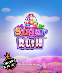 Dive into the sweet world of Sugar Rush by Pragmatic Play, showcasing a bright candy dispenser against a whimsical candyland background. This graphic captures the playfulness of the game, highlighted with bright candies and engaging typography. Ideal for players seeking a sweet adventure, delivering hours of fun. 